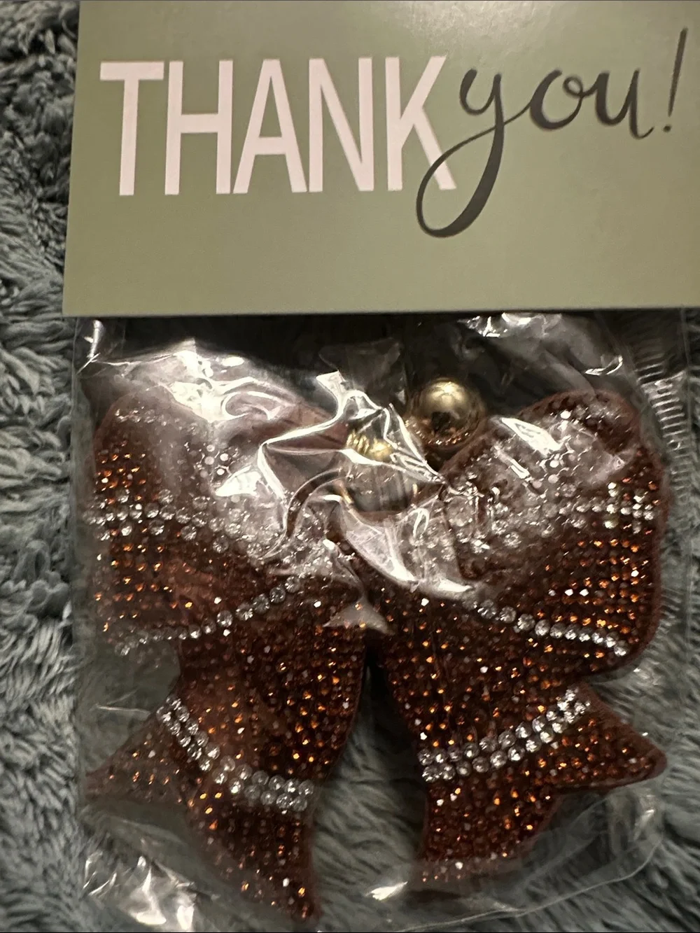 Sparkling Brown Rhinestone Bow Keychain charm